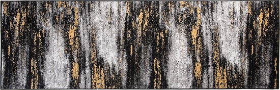 Tapiso Maya Runner Rug Grijs Zwart Couloir Couloir de Salon Moderne Taille - 100x400