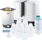 NUK - First Choice+ Starterset pasgeborenen - Vario Express sterilisator - 4 x babyflessen - 1 x babyflessenzuiger - flessenwarmer en meer