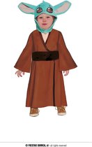 Guirca - Yoda Kostuum - Baby Yoda Net Uit Het Ei Kind Kostuum - Blauw, Bruin - 12 - 18 maanden - Carnavalskleding - Verkleedkleding