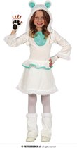 Guirca - Beer & Ijsbeer Kostuum - Warme Lieve IJsbeer - Meisje - wit / beige - 7 - 9 jaar - Carnavalskleding - Verkleedkleding