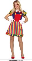 Guirca - Clown & Nar Kostuum - Altijd Lachen Gekleurde Gestreepte Clown - Vrouw - multicolor - Maat 38-40 - Carnavalskleding - Verkleedkleding