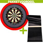 Winmau Blade 6 + Rubberen Dartmat 90*300 incl oche + Dartbordverlichting Basic XL (Rood)