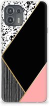 Telefoonhoesje Motorola Edge 20 Lite TPU Silicone Hoesje Black Pink Shapes