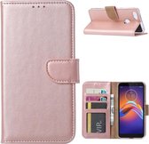 LuxeBass Hoesje geschikt voor Motorola E6 Play - Bookcase Rose Goud - portemonnee hoesje - telefoonhoes - gsm hoes - telefoonhoesjes