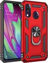 LuxeBass Hoesje geschikt voor Samsung Galaxy A40/A40s Hoesje - Anti-Shock Hybrid Ring Armor Rood