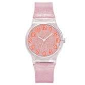 Fako® - Kinderhorloge - Shiny Glitter - Plastic - Ø 34mm - Roze