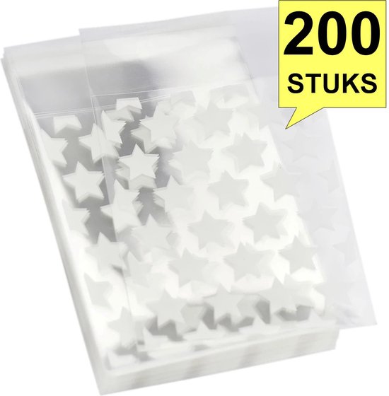trompet chocola Buitenlander 200 Transparante uitdeelzakjes met Sterren - Plastic Traktatie zakjes - Wit  Doorzichtig | bol.com