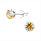 Aramat jewels ® - Zilveren kristallen oorbellen rond ab jonquil 5mm