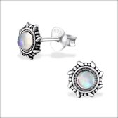 Aramat jewels ® - Oorbellen opaal wit 925 zilver witte opaal 6mm