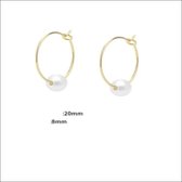 Aramat jewels ® - Oorringen met parel wit goudkleurig 20mm chirurgisch staal