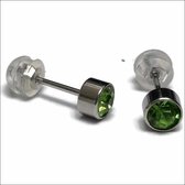 Aramat jewels ® - Zweerknopjes geboortesteen oorbellen augustus licht groen chirurgisch staal 5mm