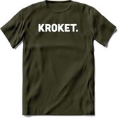 Kroket - Snack T-Shirt | Grappig Verjaardag Kleding Cadeau | Eten En Snoep Shirt | Dames - Heren - Unisex Tshirt | - Leger Groen - XXL