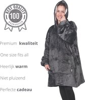 Q- Couverture polaire Living avec manches - Blanket à capuche - Couverture TV - Sherpa - 1340 grammes - Grijs foncé