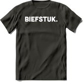 Biefstuk - Snack T-Shirt | Grappig Verjaardag Kleding Cadeau | Eten En Snoep Shirt | Dames - Heren - Unisex Tshirt | - Donker Grijs - M