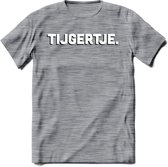 Tijgertje - Valentijn T-Shirt | Grappig Valentijnsdag Cadeautje voor Hem en Haar | Dames - Heren - Unisex | Kleding Cadeau | - Donker Grijs - Gemaleerd - S