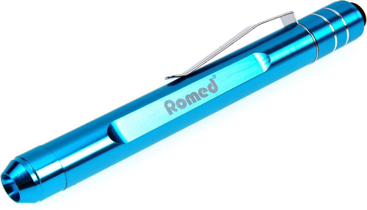 Goedkoopste Romed penlights Deluxe 1 stuks Romed - Blauw - Metaal - Luxe penlight met ophangclip - 3 volt