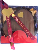 Dubbel chocolade hart - Luxe doos rood - Omdat ik van je hou - Cadeauverpakking