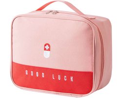 Good Luck EHBO Tas Leeg – Waterdichte Verbanddoos / Toilettas – EHBO Koffer Voor Thuis, Auto of Reizen – Compact & Draagbaar – 27x21x13,5 cm – Roze
