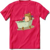 Badkuip kikker onderwater T-Shirt Grappig | Dieren reptiel Kleding Kado Heren / Dames | Animal Skateboard Cadeau shirt - Roze - XL