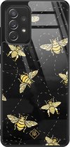 Samsung A72 hoesje glass - Bee yourself | Samsung Galaxy A72  case | Hardcase backcover zwart