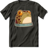 Kikkker vriend T-Shirt Grappig | Dieren reptielen Kleding Kado Heren / Dames | Animal Skateboard Cadeau shirt - Donker Grijs - XXL