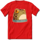 Kikkker vriend T-Shirt Grappig | Dieren reptielen Kleding Kado Heren / Dames | Animal Skateboard Cadeau shirt - Rood - XXL