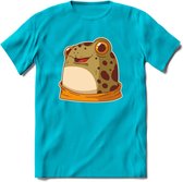 Blije kikker T-Shirt Grappig | Dieren reptielen Kleding Kado Heren / Dames | Animal Skateboard Cadeau shirt - Blauw - S