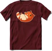 Schattige kat T-Shirt Grappig | Dieren katten Kleding Kado Heren / Dames | Animal Skateboard Cadeau shirt - Burgundy - XXL
