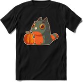 Frankenstein kat T-Shirt Grappig | Dieren katten halloween Kleding Kado Heren / Dames | Animal Skateboard Cadeau shirt - Zwart - 3XL