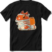 Mummy kat T-Shirt Grappig | Dieren katten halloween Kleding Kado Heren / Dames | Animal Skateboard Cadeau shirt - Zwart - XL