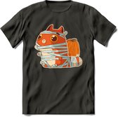 Mummy kat T-Shirt Grappig | Dieren katten halloween Kleding Kado Heren / Dames | Animal Skateboard Cadeau shirt - Donker Grijs - S