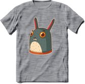 Konijn T-Shirt Grappig | Dieren konijnen Kleding Kado Heren / Dames | Animal Skateboard Cadeau shirt - Donker Grijs - Gemaleerd - XL