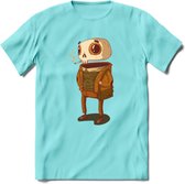 Casual skelet T-Shirt Grappig | Dieren halloween Kleding Kado Heren / Dames | Animal Skateboard Cadeau shirt - Licht Blauw - S