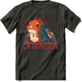Graaf catracula T-Shirt Grappig | Dieren katten halloween Kleding Kado Heren / Dames | Animal Skateboard Cadeau shirt - Donker Grijs - XXL