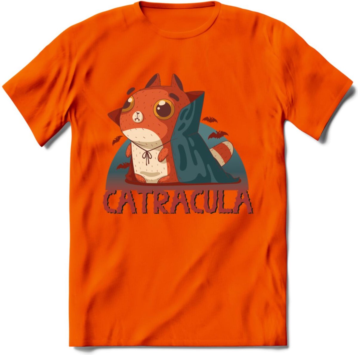 Graaf catracula T-Shirt Grappig | Dieren katten halloween Kleding Kado Heren / Dames | Animal Skateboard Cadeau shirt - Oranje - M