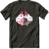 Tortelduifjes - Valentijn T-Shirt | Grappig Valentijnsdag Cadeautje voor Hem en Haar | Dames - Heren - Unisex | Kleding Cadeau | - Donker Grijs - XXL