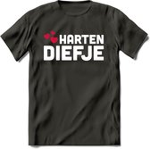 Harten Diefje - Valentijn T-Shirt | Grappig Valentijnsdag Cadeautje voor Hem en Haar | Dames - Heren - Unisex | Kleding Cadeau | - Donker Grijs - 3XL