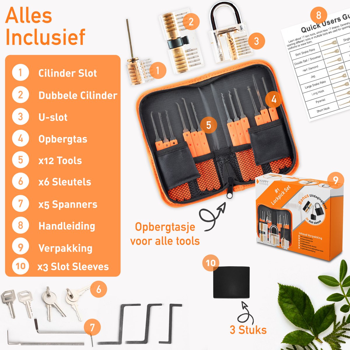 Happy Goods Lockpick Set - Lockpicking Set - 32-delig - Survival Kit - Beginners en Professional - 3x Oefenslot - Lock Pick - Survivalsets — cadeau in Hobby - foto 3