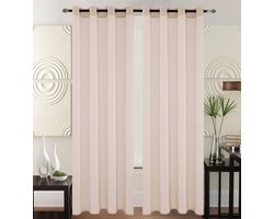 Kant en Klaar Vitrage Gordijn - Met Ringen - 140x240 cm - Beige Roze