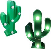 Mini LED cactus lampje met 5 led lampjes groen - 1 exemplaar- 6.5 x 2.5 x 15 cm
