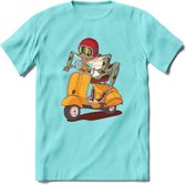 Casual scooter kikker T-Shirt Grappig | Dieren reptiel Kleding Kado Heren / Dames | Animal Skateboard Cadeau shirt - Licht Blauw - S