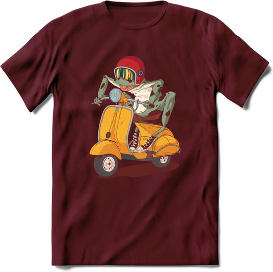 Casual scooter kikker T-Shirt Grappig | Dieren reptiel Kleding Kado Heren / Dames | Animal Skateboard Cadeau shirt - Burgundy - XL