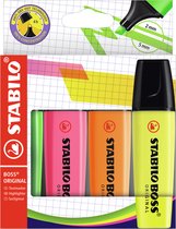 STABILO BOSS ORIGINAL - Markeerstift - Extreem Hoge Kwaliteit - Kartonnen Etui Met 4 Kleuren