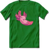 Schattig Axolotl T-Shirt Grappig | Dieren amfibieën Kleding Kado Heren / Dames | Animal Cadeau shirt - Donker Groen - XXL