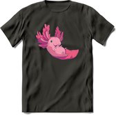 Schattig Axolotl T-Shirt Grappig | Dieren amfibieën Kleding Kado Heren / Dames | Animal Cadeau shirt - Donker Grijs - 3XL