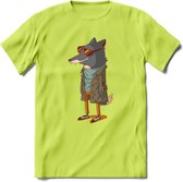 Casual vos T-Shirt Grappig | Dieren honden Kleding Kado Heren / Dames | Animal Skateboard Cadeau shirt - Groen - M