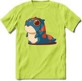 Schattige monster kat T-Shirt Grappig | Dieren katten Kleding Kado Heren / Dames | Animal Skateboard Cadeau shirt - Groen - L