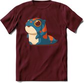 Schattige monster kat T-Shirt Grappig | Dieren katten Kleding Kado Heren / Dames | Animal Skateboard Cadeau shirt - Burgundy - XL