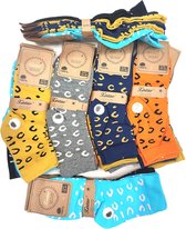 Comfortabele dames sokken 5 paar multicolour geel/blauw/donkerblauw/zwart panterprint maat 39-41