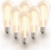 HOMEYLUX - Set van 6 Smart E27 LED filament lampen - Edison vorm (ST64) - WiFi & Bluetooth slimme gloeilamp - 806 lumen - 7 Watt - Warm wit tot koud wit - Slimme LED lampen - te bedienen via 